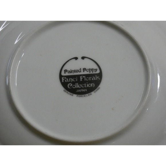 Vintage 2 Piece Painted Poppy Fanci Floral Collection Plates - Picture 4 of 4